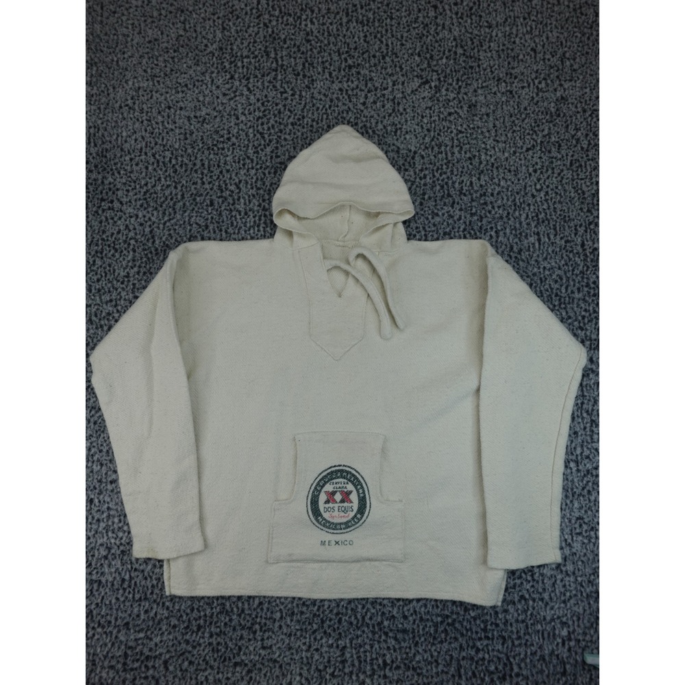 Dos Equis Baja Hoodie Mexican Beer Cream Woven Pullover XL Vintage Jerga Mexico